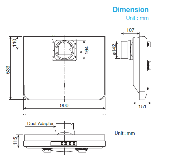 KDK - 90HQUA - RANGE HOOD - 220V - شفاط فرن