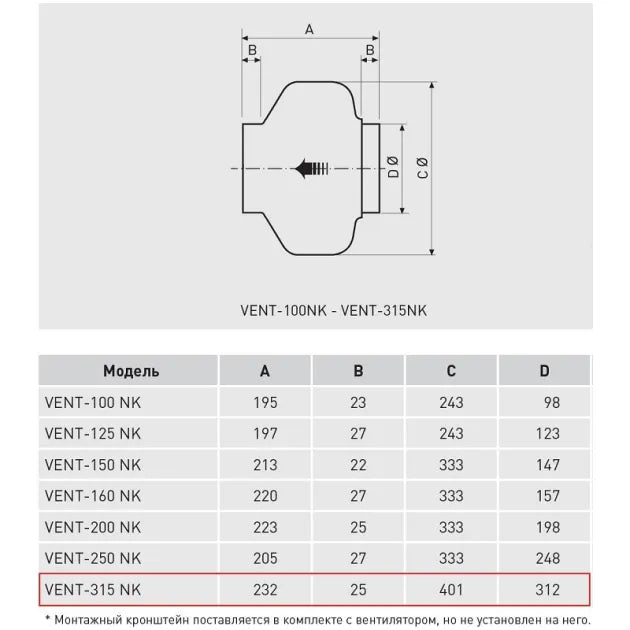 S&P - VENT-315NK - CENTRIFUGAL INLINE FAN - 230V - مراوح مخفيه طرد مركزي
