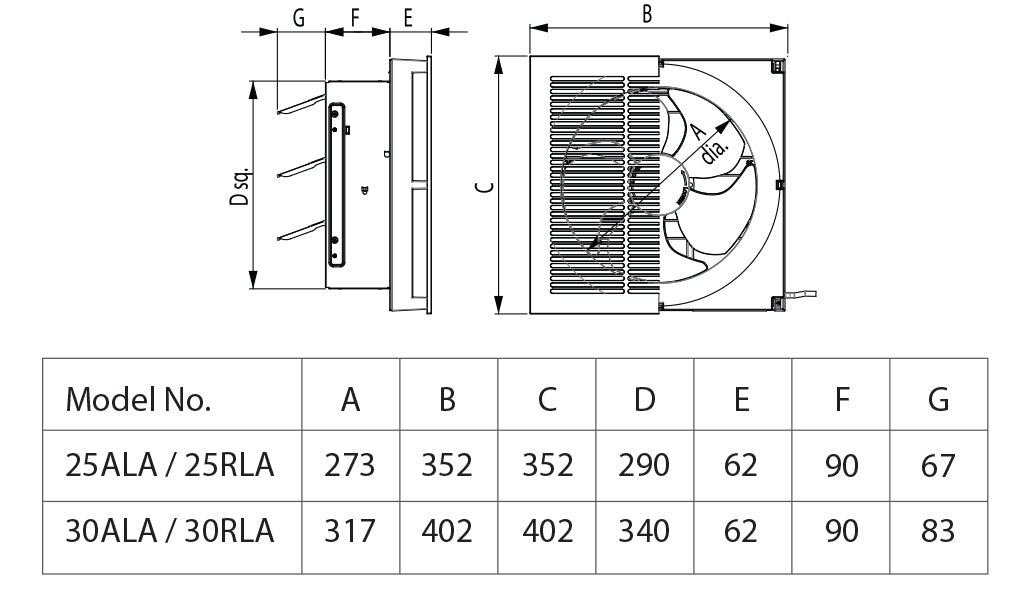 KDK - 30ALA - WALL MOUNT EXHAUST FAN - 220V - مروحة شفط