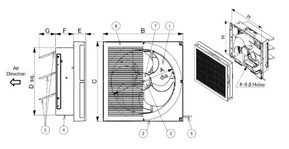 KDK - 30ALA - WALL MOUNT EXHAUST FAN - 220V - مروحة شفط