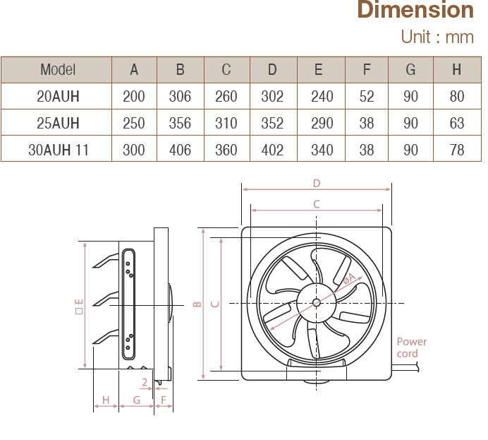 KDK - 30AUH11 - WALL MOUNT EXHAUST FAN - 220V - مروحة شفط