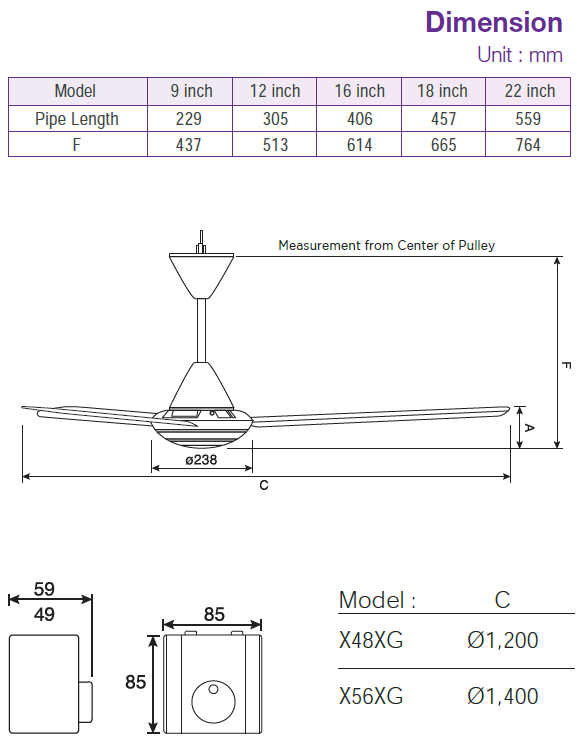 KDK - X56XG - CEILING FAN - 220V - مروحة سقفية