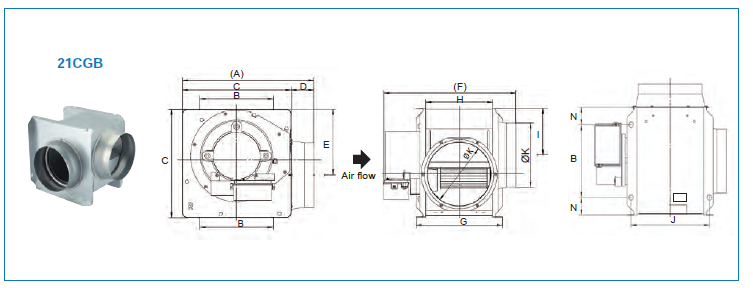 KDK - 21CGB - MINI SIROCCO FAN - 220V - مروحه شفط