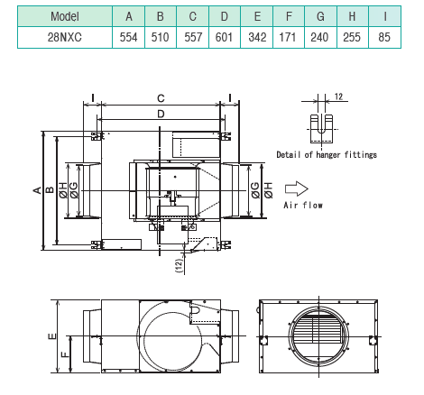 KDK - 28NXC - CABINET INLINE FAN - 380V - مروحة شفط