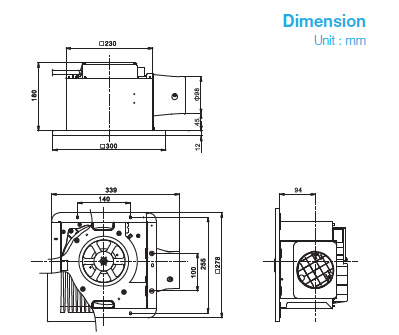 KDK - 24JAB - CEILING MOUNT EXHAUST FAN - 220V - مروحة شفط