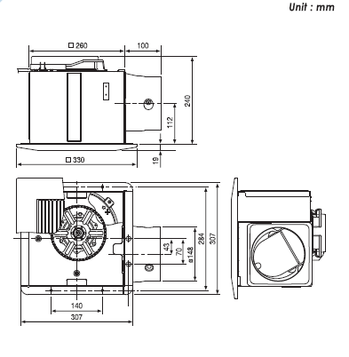 KDK - 27CHH - CEILING MOUNT EXHAUST FAN - 220V - مروحة شفط
