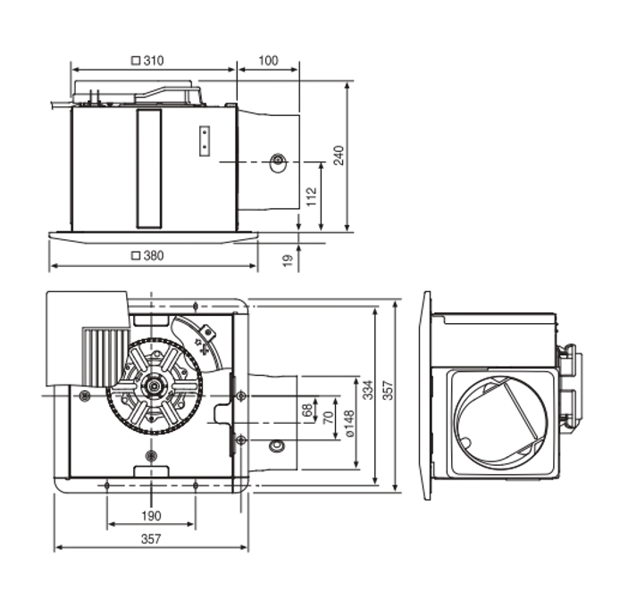 KDK - 32CDH - CEILING MOUNT EXHAUST FAN - 220V - مروحة شفط