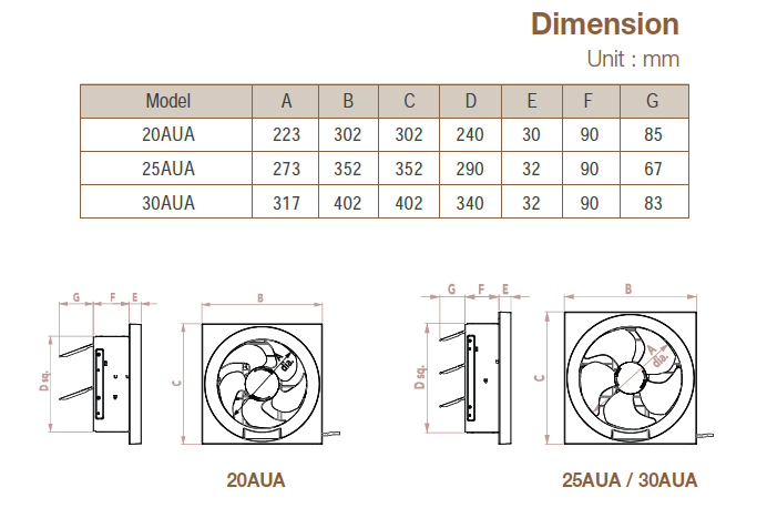 KDK - 30AUA - WALL MOUNT EXHAUST FAN - 22V - مروحة شفط