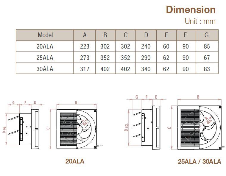 KDK - 30ALA - WALL MOUNT EXHAUST FAN - 220V - مروحة شفط جداريه