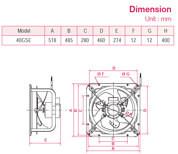 KDK - 40GSE - INDUSTRIAL VENTILATING FAN - 220V - مروحة شفط