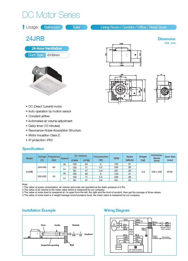 KDK - 24JRB - CEILING MOUNT EXHAUST FAN