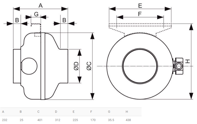 S&P - VENT-315NK - CENTRIFUGAL INLINE FAN - 230V - مراوح مخفيه طرد مركزي  